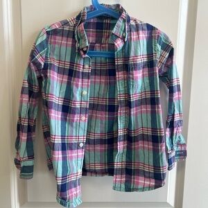 Janie and Jack Pink and Blue Plaid Button Down Shirt